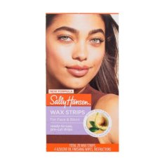 Sally Hansen Wax Strips For Face & Bikini Set povoskani trakovi 20 kos + čistilni robčki z azulenskim oljem 4 kos za ženske