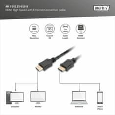 Digitus kabel HDMI/D mikro 1m 4K črn AK-330115-010-S