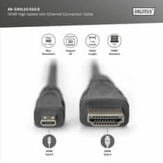 Digitus kabel HDMI/D mikro 1m 4K črn AK-330115-010-S