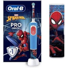 Oral-B Električna zobna ščetka Oral-B Vitality PRO za otroke Spiderman s potovalno torbico, 1 glava, 2 načina izvajanja, modra