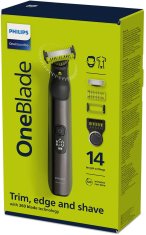 Philips Philips OneBlade Pro trimer in foil, chrome – mokro in suho britje, 14 dolžinskih nastavitev, idealen za občutljivo kožo.