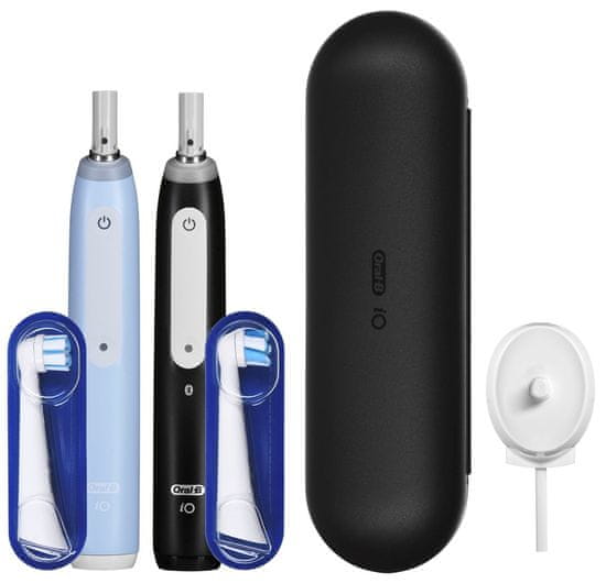 Braun Braun Oral-B iO 3 električna zobna ščetka set DUO ČRNA & MODRA z več načini za nego zob in pametno povezavo