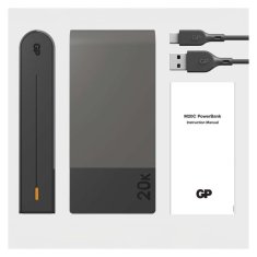 GP GP M2+ Series powerbank, 20 000 mAh, 22,5 W, siva