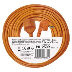 Emos Podaljšek 30 m / 1 vtičnica / oranžni / PVC / 250 V / 1,5 mm2