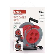 Emos Kolutni podaljšek 25 m / 4 vtičnice / črni / PVC / 230 V / 1,5 mm2