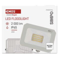 Emos LED reflektor SIMPO 20W, bel, IP65, 2000 lm, nevtralna bela