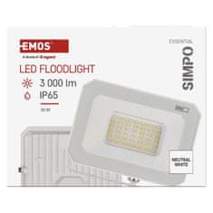 Emos LED reflektor SIMPO 30W, bel, IP65, 3000 lm, nevtralna bela