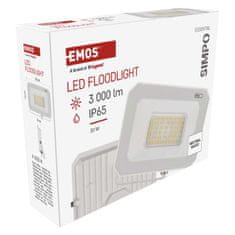 Emos LED reflektor SIMPO 30W, bel, IP65, 3000 lm, nevtralna bela