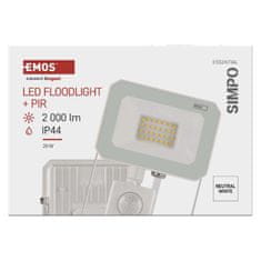 Emos LED reflektor SIMPO 20W PIR Nevtralna bela