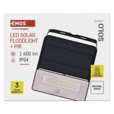 Emos Solarni LED reflektor SOLO, PIR tipalo, NW