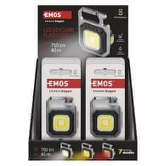 Emos Polnilna mini LED svetilka - obesek za ključe, 750 lm, 10 kosov, razstavna škatla