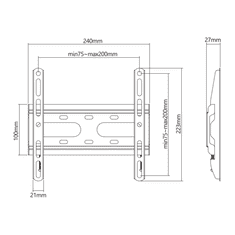 S-box stenski nosilec PLB-2522F-2 (23-43''/45kg/200x200)