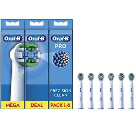 Braun Oral-B Precision Clean set ščetk EB20RX-6, 6 glav za odrasle, bele barve, visoka kakovost za popolno ustno higieno