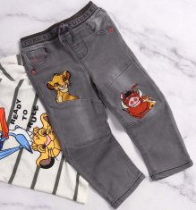 Disney DISNEY Kralj lev – Simba in Pumba Sive otroške jeans hlače na elastiko 9-12 m 80 cm