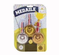 Teddies Medalje z vrvico 3 kosi plastike premera 6 cm