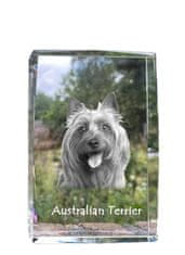 Artdog Avstralski terier, Aussie - kristal s fotografijo psa, fotografija v steklu, sodobna fotografska razstava Art-Dog