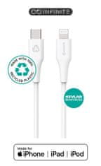 eSTUFF INFINITE kabel USB C-Lightning 1m, bel 5V/2.4A, 480Mbps, recikl. plastika