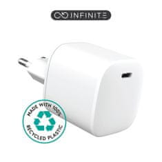 eSTUFF INFINITE polnilnik USB-C 45W GaN bel, reciklirana plastika