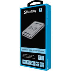 Sandberg Baterija Powerbank USB-A, USB-C, PD 20W + brezžično polnjenje, 10000