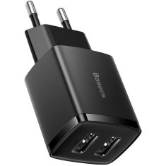 BASEUS BASEUS Kompaktni omrežni polnilec 2x USB 10,5W črn