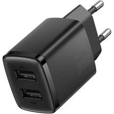 BASEUS BASEUS Kompaktni omrežni polnilec 2x USB 10,5W črn