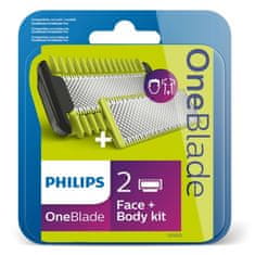 Philips Nadomestno rezilo OneBlade QP620/50, komplet za obraz in telo, eno rezilo 2× originalno rezilo telo in 1× komplet telo