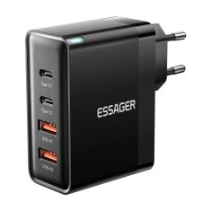 Essager Polnilec, Essager, ECT2CA-QYB01-Z, 2xUSB-C, 2xUSB-A, 100W (črn)