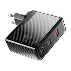 Essager Mrežni polnilnik, Essager, ECT2CA-ZXB01-Z, GaN, USB-A, USB-C 100W (črn)