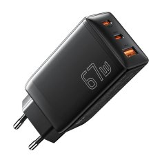 Essager Polnilec, Essager, ECTAC-DYB01-Z, GaN, 2xUSB-C, USB-A, 67W (črn)