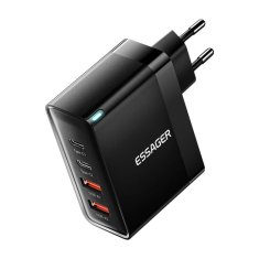 Essager Polnilec, Essager, ECT2CA-QYB01-Z, 2xUSB-C, 2xUSB-A, 100W (črn)