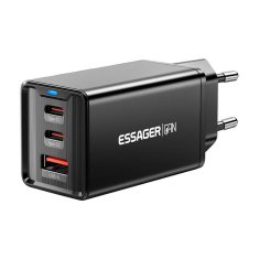 Essager Polnilec, Essager, ECTAC-KSB01-Z, GaN, 2xUSB-C, USB-A, 67 W (črn)