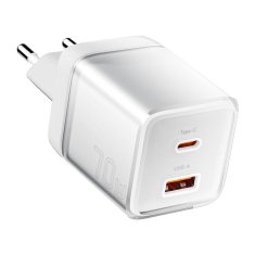 Essager Yueqi 70W GaN USB-C + USB-A omrežni polnilnik (bela)