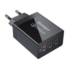 Essager Essager ECTQC3-FBB01 3xUSB 30W omrežni polnilnik (črn)