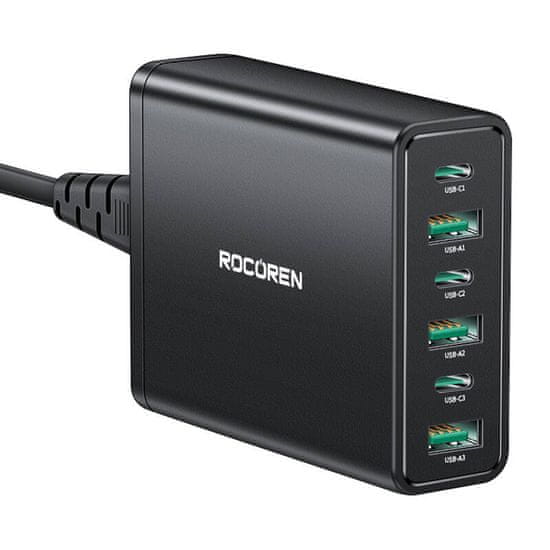 Rocoren Rocoren omrežni polnilnik 3x USB-C, 3x USB-A, 60 W (črn)