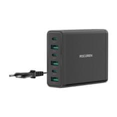 Rocoren Rocoren omrežni polnilnik 3x USB-C, 3x USB-A, 60 W (črn)