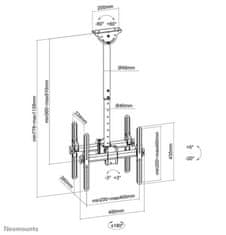 Neomounts Dvojni polno gibljivi stropni nosilec 2x 32-60'', 2x45 kg, NM-C440DBLACK