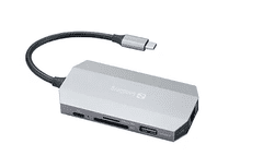 Sandberg USB-C hub razdelilnik, 6-v-1 100W PD, HDMI, LAN, AUX, 2x SD, 2x USB-A