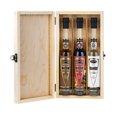 AURA Darilni paket Box Rakija (Biska, Teranino, Moscato) + GB 3 x 0,1 l