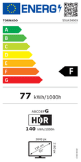 Tornado 55'' TV 55UA3400E 4K Smart TV brez okvirja, Google, 60Hz, Dolby Digital Plus