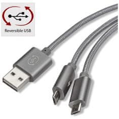 4smarts Podatkovni kabel Duo microUSB 100cm - siv