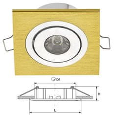 ELMARK Vgradna LED svetilka SAS-14 zlata - kvadratna, 4000K 1W