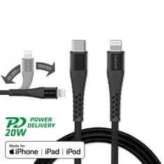 4smarts Podatkovni kabel PremiumCord USB-C v Lightning 300cm - črn