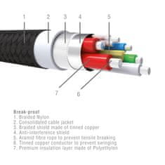 4smarts Podatkovni kabel PremiumCord USB-C v Lightning 300cm - črn