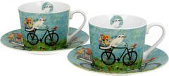 Duo Set 2 skodelic + krožnika Modri mucki, 230 ml porcelan, darilna embalaža, 4530