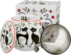 Duo Skodelica+pokrov+cedilo Mucki, 430 ml porcelan, darilna embalaža, 4240