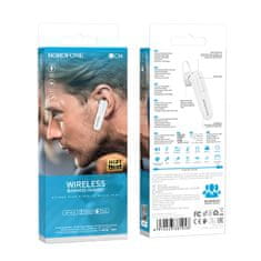 Borofone BC36 Bluetooth Handsfree slušalka, belo