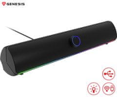 Genesis Helium 312BT računalniški zvočnik / soundbar, STEREO, 10W, BT5.2, RGB LED, USB-A