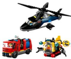 LEGO City 60462 Remiks helikopter, gasilsko vozilo in podmornica