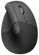 Logitech Lift Vertical Ergonomska miška za poslovno rabo/ brezžična/ za desničarje/ grafitno črna