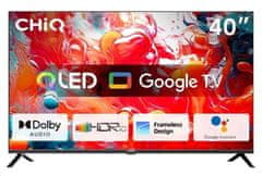 CHiQ Televizor L40QH7G 40", QLED, Full HD, Google TV, brez okvirja, Dolby Audio, dbx-tv, HDR 10